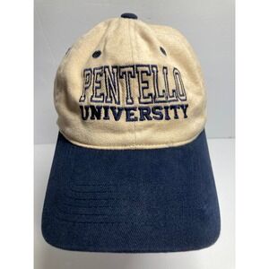 Pentello University‎ Cap Hat Beige Blue 100% Cotton Adjustable Strapback Twill